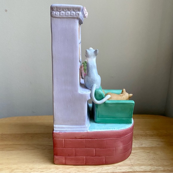 Seymour Mann Cat Music Box Porcelain Sculpture Song Memory 1987 WORKS Grannycore - Picture 8 of 11